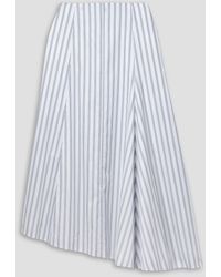 Partow - Ivy Asymmetric Striped Cotton-twill Midi Skirt - Lyst