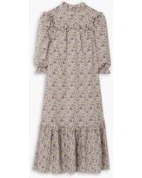 RIXO London - Estelle Ruffled Floral-print Cotton-voile Midi Dress - Lyst