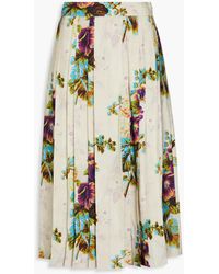 Tory Burch - Pleated Floral-print Jacquard Midi Skirt - Lyst