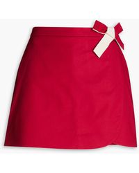 RED Valentino - Skirt-effect Bow-detailed Cotton-blend Shorts - Lyst