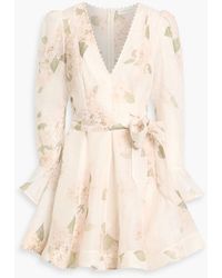Zimmermann - Floral-Print Linen And Silk-Blend Organza Mini Dress - Lyst