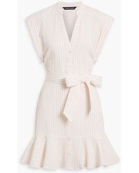 Veronica Beard - Avella Ruffled Striped Cotton-Blend Seersucker Mini Dress - Lyst