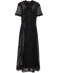 Temperley London Ruffled Guipure Lace Midi Dress - Black