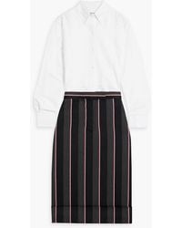 Thom Browne - Cotton Oxford, Piqué And Striped Wool-blend Midi Shirt Dress - Lyst