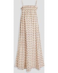 Tory Burch - Floral-print Cotton-blend Poplin Midi Dress - Lyst