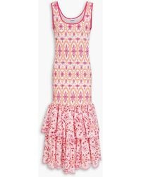Charo Ruiz - Isa Tiered Broderie Anglaise Cotton-blend Midi Dress - Lyst
