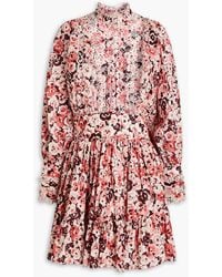 byTiMo - Gathered Floral-print Cotton Mini Shirt Dress - Lyst