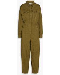 FRAME - Cropped Cotton-twill Jumpsuit - Lyst