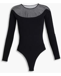 Mugler - Tulle And Knitted Bodysuit - Lyst