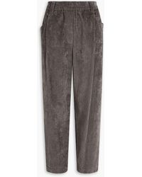 Brunello Cucinelli - Pleated Cotton-Blend Corduroy Tapered Pants - Lyst