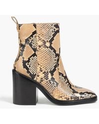 Tory Burch - Snake-effect Leather Ankle Boots - Lyst