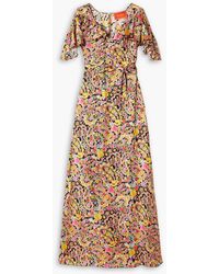 La DoubleJ - 3-way Belted Ruffled Floral-print Silk-twill Maxi Dress - Lyst