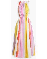 Aje. - Imagination Cutout Printed Linen-blend Midi Dress - Lyst