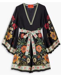 La DoubleJ - Magnifico Belted Floral-Print Silk-Twill Mini Dress - Lyst