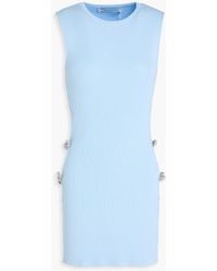 Mach & Mach - Bow-detailed Cutout Ribbed-knit Mini Dress - Lyst
