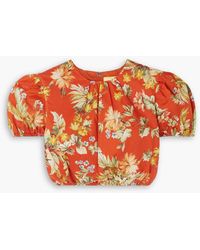 Erdem - Hydra Cropped Floral-print Cotton-poplin Top - Lyst