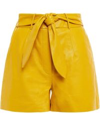 Walter Baker Donte Belted Leather Shorts - Yellow