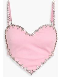 Area - Cropped Crystal-Embellished Ponte Bustier Top - Lyst