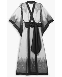Carine Gilson - Belted Satin-trimmed Embroidered Silk-tulle Robe - Lyst