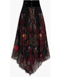 Camilla - Embellished Printed Silk-crepon Maxi Skirt - Lyst
