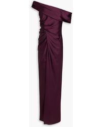 Jonathan Simkhai - Sahar geraffte robe aus glänzendem crêpe mit asymmetrischer schulterpartie - Lyst