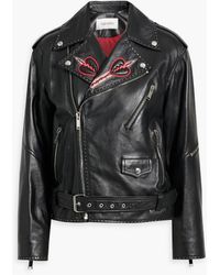Valentino Garavani - Embellished Leather Biker Jacket - Lyst