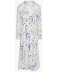 Zimmermann - Ruffled Floral-Print Crepon Midi Dress - Lyst