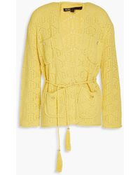 Maje - Pointelle-knit Cotton-blend Cardigan - Lyst