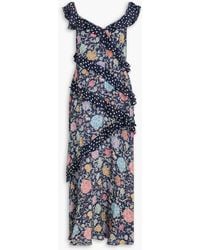 RIXO London - Gail Ruffled Printed Silk-crepon Maxi Dress - Lyst