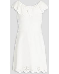 RED Valentino - Scalloped Broderie Anglaise Ribbed-knit Mini Dress - Lyst