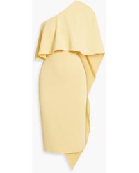 Badgley Mischka - Mehrlagiges kleid aus crêpe mit asymmetrischer schulterpartie - Lyst