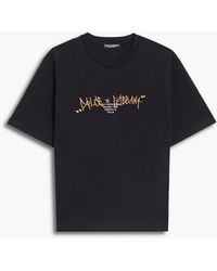 Dolce & Gabbana - Embroidered Printed Cotton-blend T-shirt - Lyst