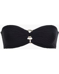 F E L L A. Pierre Ring-embellished Textured Bandeau Bikini Top - Black