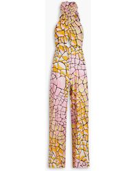 Emilio Pucci - Neckholder-jumpsuit aus baumwoll-voile mit print - Lyst