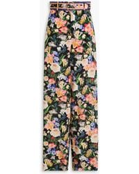 Zimmermann - Hose mit weitem bein aus crêpe de chine aus seide mit floralem print - Lyst