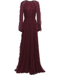 Giambattista Valli Ruffled Silk-georgette Maxi Dress Merlot - Purple