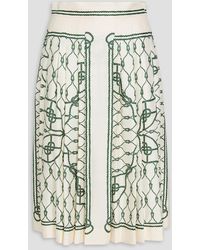 Tory Burch - Printed Silk-twill Midi Skirt - Lyst