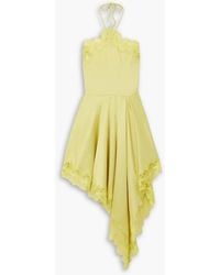 Stella McCartney - Asymmetric Halterneck Lace-trimmed Satin Mini Dress - Lyst