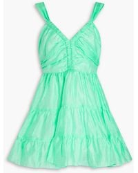 Sandro - Tiered Linen-blend Gauze Mini Dress - Lyst