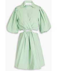 Jonathan Simkhai - Aulora Wrap-effect Cutout Cotton-blend Poplin Mini Dress - Lyst