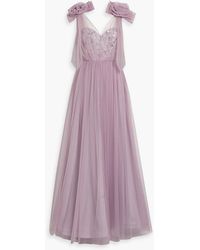 Badgley Mischka - Embellished Tulle Gown - Lyst