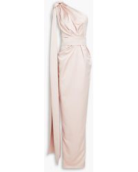 Rhea Costa - One-shoulder Draped Satin Gown - Lyst