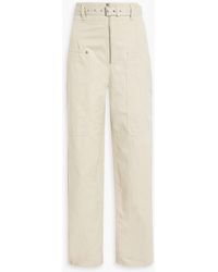 Isabel Marant - peggy Belted Cotton And Linen-blend Canvas Straight-leg Pants - Lyst