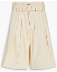 Jil Sander - Belted Pleated Cotton-blend Twill Shorts - Lyst