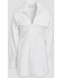 T By Alexander Wang - Hemdkleid aus baumwollpopeline mit raffungen in minilänge - Lyst