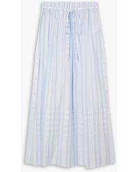 See By Chloé - Pleated Striped Cotton Midi Skirt - Lyst