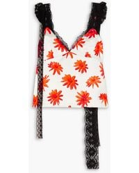 MERYLL ROGGE - Lace-trimmed Floral-print Satin Camisole - Lyst