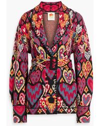 FARM Rio - Belted Jacquard-Knit Cardigan - Lyst