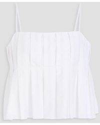 Theory - Pleated Cotton-blend Poplin Top - Lyst