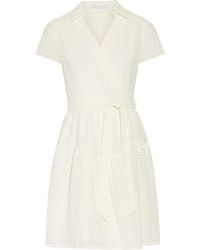 Diane von Furstenberg Kaley Wrap-effect Broderie Anglaise Cotton Dress Ivory - White